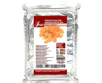 Cold confit de naranja a dados
